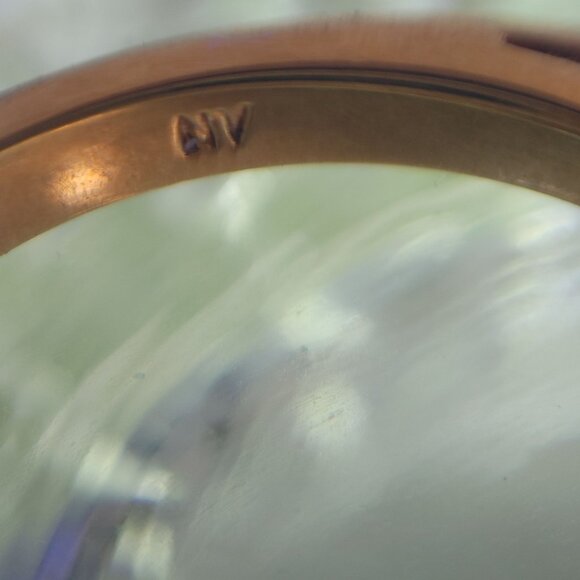 Avon Gold Tone Ring Reversible Dual Unique Vintage Blue Gemstone Clear Crystals - Picture 5 of 9